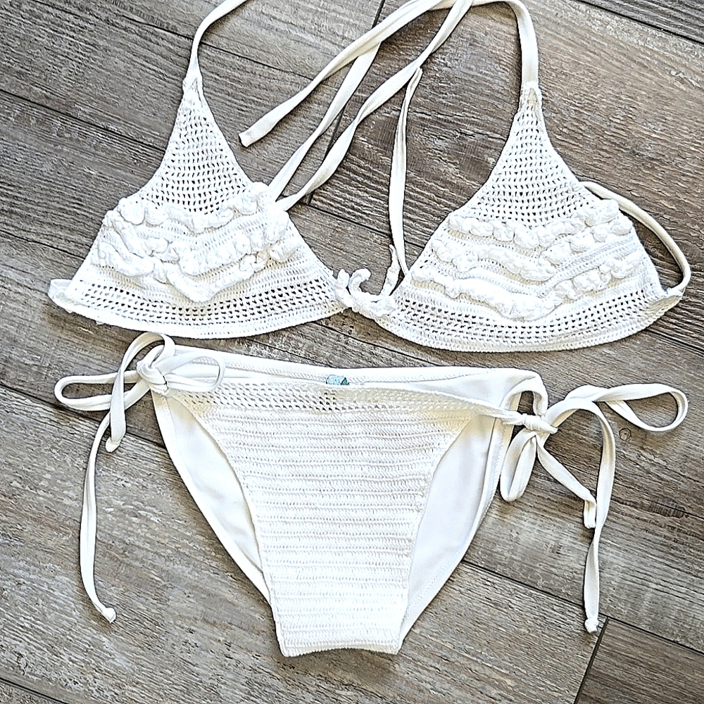 Crochet Bikini White Medium
